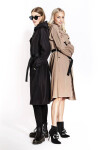 Dlouhý béžový kabát páskem model 17032545 Béžová Ann Gissy