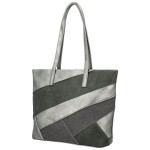 Módní dámská koženková kabelka na rameno Avery, tmavě stříbrná