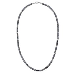 Luxusní pánský náhrdelník Antonio - larvikit, hematit, Šedá 45 cm