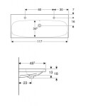 GEBERIT - Acanto Dvojumyvadlo 120x48 cm, s přepadem, 2 otvory pro baterie, bílá 501.880.00.1