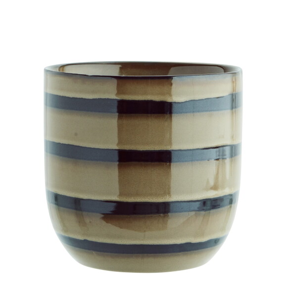 MADAM STOLTZ Keramický obal na květiny Dijon/Black 18 cm, hnědá barva, keramika