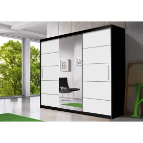 Šatní skříň Multi 23 Barva korpusu: Černá, Rozměry: 233 cm, Dveře: Bílé