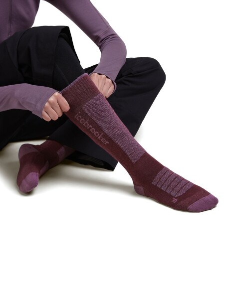 Dámské merino ponožky ICEBREAKER Wmns Merino Ski+ Medium OTC, Dark Berry/Greyplu/Zincbl velikost: 41-43 (L)