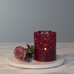 STAR TRADING Vosková LED svíčka Clary Red 10 cm, červená barva, plast, vosk