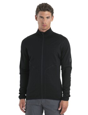 Pánská merino mikina ICEBREAKER Mens 560 Realfleece Elemental II LS Zip, Black velikost: S