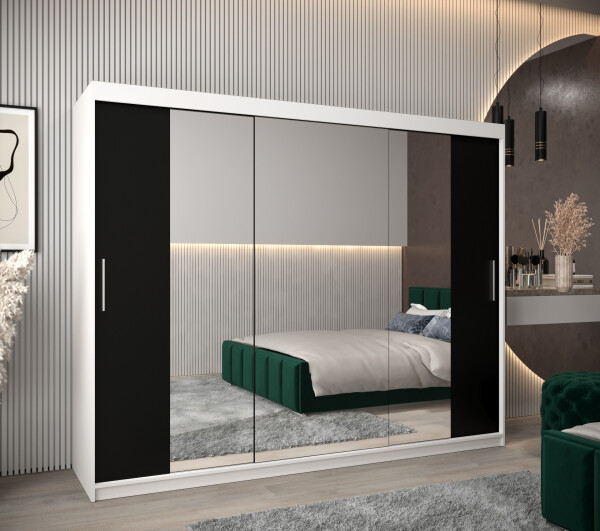 Šatní skříň Abi T2 Barva korpusu: Bílá, Rozměry: 250 cm, Dveře: Černá