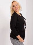 Černá dámská halenka plus size s 3/4 rukávem