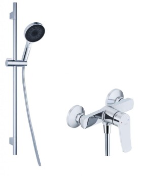 Kielle - Nefia Sprchový set s baterií, tyčí, hadicí a sprchovou hlavicí, chrom 20627SN70