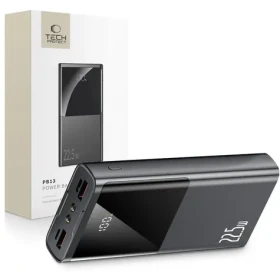 Tech-Protect PB13 šedá / Powerbanka / 20000 mAh / 22.5W / 2x USB-A / USB-C / Lightning