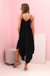 Women's dress with straps flared with an asymmetrical hem černý UNI