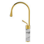 INVENA - Umyvadlová baterie vysoká STONE bílá/zlatá BU-03-W13-V