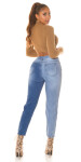 Sexy Highwaist Bi-Color Mom Jeans Použitý vzhled denimblue