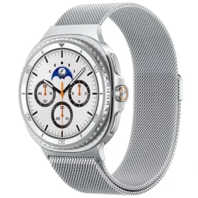 Spigen Metal Fit Řemínek milánský tah pro Samsung Galaxy Watch 8 46mm/44mm/40mm stříbrná (AMP10121)