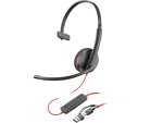 Poly Blackwire 3210 černá / Náhlavní souprava / mikrofon / jedno sluchátko / USB-C/A (8X214A6)