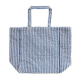Ib Laursen Prošívaná bavlněná taška Stripes Off White/Blue, modrá barva, textil