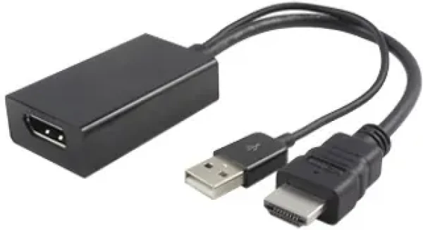 MicroConnect Adaptér HDMI 1.4 - DisplayPort 1.2 M-F / 3840x2160@30MHz / Aktivní / s USB napájením / 0.3m / černá (HDMDPP1)