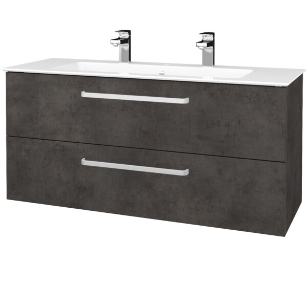 Dřevojas - Umyvadlová skříňka GIO SZZ2 120 - D16 Beton tmavý / Úchytka T01 / D16 Beton tmavý 406943A