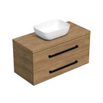 Koupelnová skříňka s černou úchytkou a krycí deskou SAT Cube Way 100x47,5x46 cm dub Hickory mat CUBE46C1003DHSAT45 CUBE46C1003DHSAT45