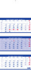 Nástěnný kalendář 2025 Tříměsíční skládaný modrý