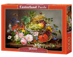 Puzzle Castorland 2000 dílků - Zátiší s květinami a košíkem ovoce