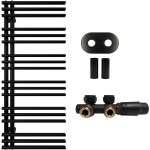 CERANO - Koupelnový radiátorový set Burke - ústřední vytápění - asymetrické připojení 50 mm - 562W - černá matná - 1200x500 mm CER-663307