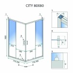 REA/S - Sprchový kout City 80x80 Gold Brush Se sprchovou bílou vaničkou Savoy KPL-K6444