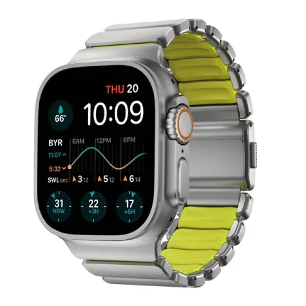 Nomad Stratos Band FKN řemínek pro Apple Watch 49mm/Ultra stříbrná/zelená (NM011147858)