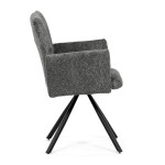 Židle jídelní, šedá látka, černý kov, otočný mechanismus 90°/90° (L/P) - funkce reset