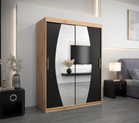Šatní skříň Abi E0 Barva korpusu: Dub artisan, Rozměry: 150 cm, Dveře: Černá