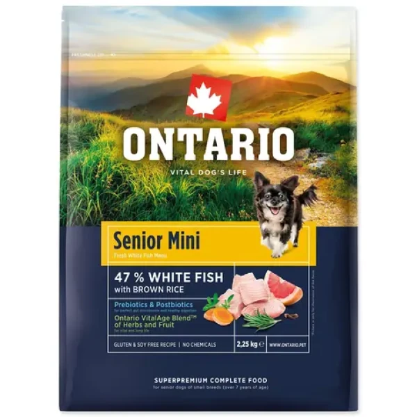 Ontario Senior Mini Fish Brown Rice 2.25kg / Granule pro starší psy (214-13113)