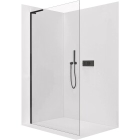 CERANO Sprchová zástěna Walk-in Onyx L-levá vzpěra - 8 mm - černá matná, transparentní sklo - 160x200 cm