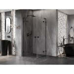 MEXEN/S - Lunar L Duo sprchový kout dveře křídlové 90 x 90, transparent, černá 834L-090L-090P-70-00