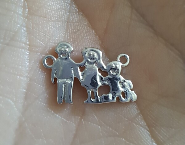 Mosazný mezidíl - platinový - rodina - 17 ~ 18 x 11 x 1 mm - 1 ks
