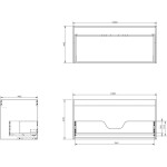 MEXEN - Box-A skříňka pro umyvadlo 100, 1 šuplík, černá mat 91AX0-1000-470-1-71