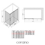 CERANO - Sprchový kout Lantono - pravá - 8 mm - Soft-Close - chrom, mléčné sklo - 120x70 - posuvný CER-665548