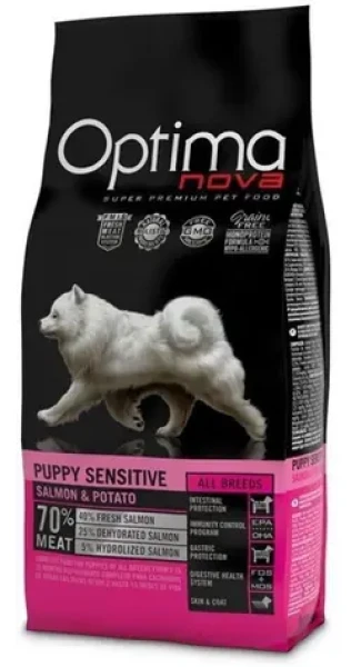 Optimanova Puppy Sensitive Salmon Potato / Granule pro štěňata / bezobilné / citlivé trávení / 2 kg