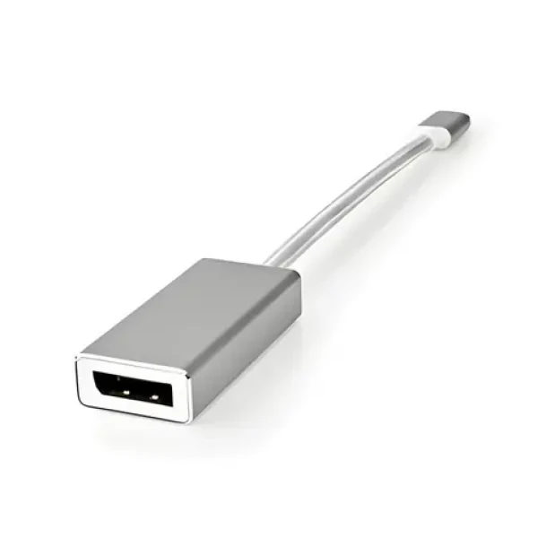 Nedis USB-C - DisplayPort adaptér stříbrná / Adaptér / USB 3.2 Gen 1 / 0,20 m / Pozlacené konektory / Opletený (CCTB64450AL02)