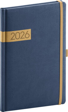 Týdenní diář 2026 NOTIQUE A5 - Twill modro-zlatý, 15 x 21 cm