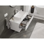 MEXEN/S - Orio koupelnová skříňka pod umyvadlo 100 cm s deskou, 2 zásuvky, bílá lesk 91A10-10047-2-BFFC00