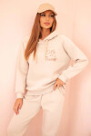 Dámský bavlněný zateplený komplet s potiskem béžový UNI