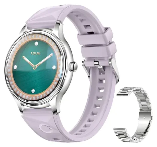 Colmi L28 stříbrno-fialová, stříbrný ocelový řemínek / Chytré hodinky / AMOLED displej / Bluetooth volání / IP68 (L28 Silver-purple)