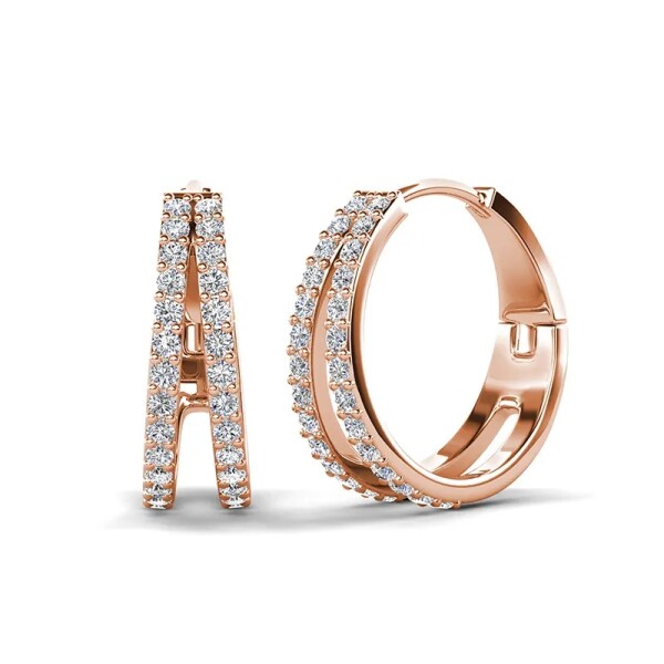 Elenys pozlacené náušnice s krystaly Swarovski® 18K růžové zlato
