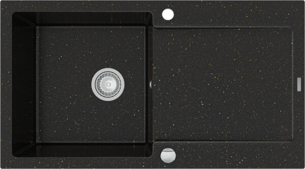 MEXEN Leo granitový dřez odkapávačem 900x500 mm, černá zlatá kovová 6501901010-75