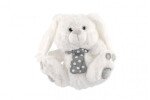 Zajíc/Zajíček sedící se šátkem plyš 20cm bílý v sáčku 0+