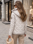 Dámská přechodová bunda s kapucí, světle šedá, FashionStreet TY5776 XXL