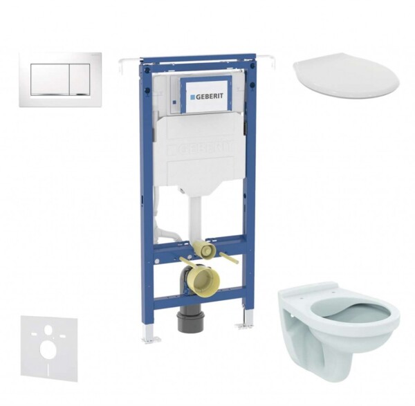 GEBERIT - Duofix Set předstěnové instalace, klozet Alpha se sedátkem, tlačítko Sigma30, bílá/chrom SANI11CD3109