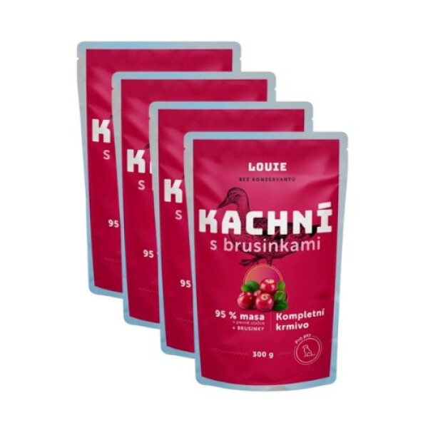 Louie kapsička pro psy, Kachní s brusinkami 4x300g