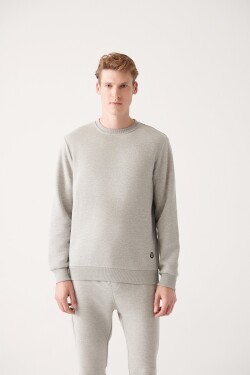 Avva Gray Unisex Sweatshirt Crew Neck Fleece Thread Cotton Regular Fit