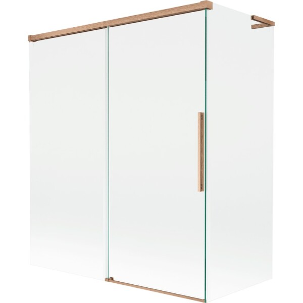 MEXEN/S - Rox L vanová zástěna 2-křídlová posuvná 140 + 70 x 150, transparent, měď kartáčovaná 8C9L-140-070-65-00