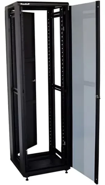 XtendLan 42U/800x1000 černá / Stojanový rozvaděč / 19" / skleněné dveře / plná záda (ECO-42U-810-BLACK-S)